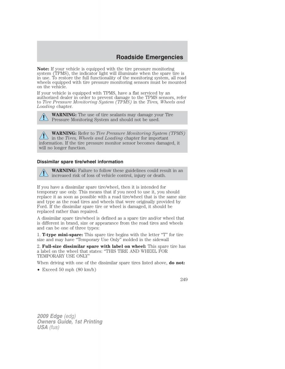 Forde Edge I owners manual / page 249