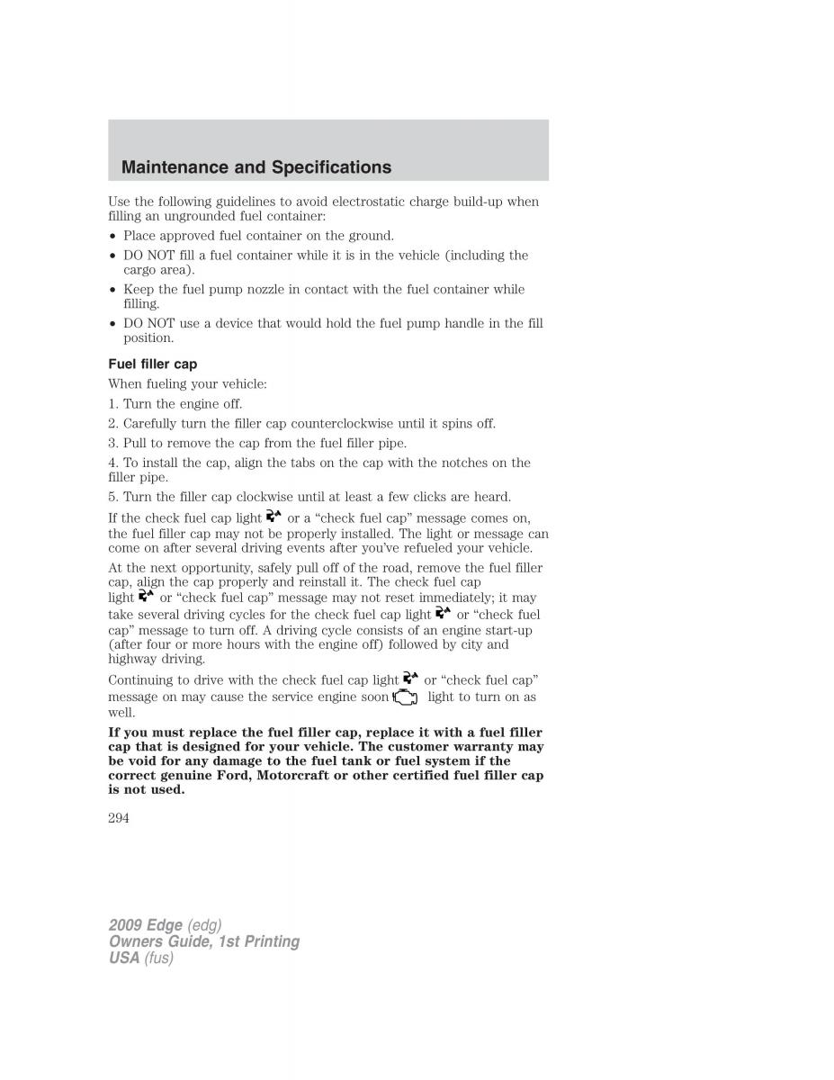 Forde Edge I owners manual / page 294