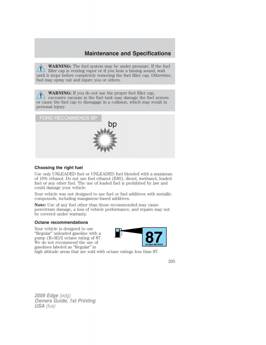 Forde Edge I owners manual / page 295