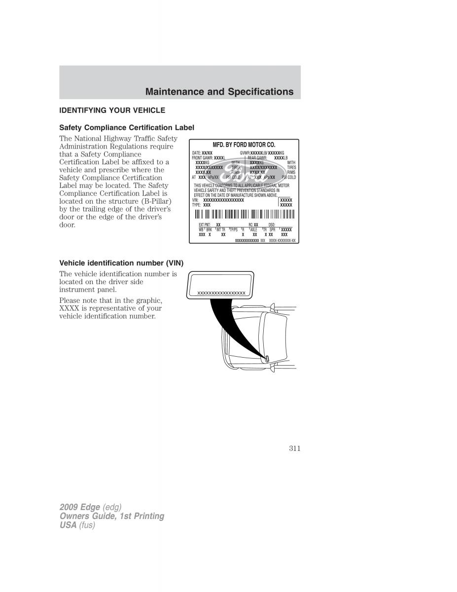 Forde Edge I owners manual / page 311