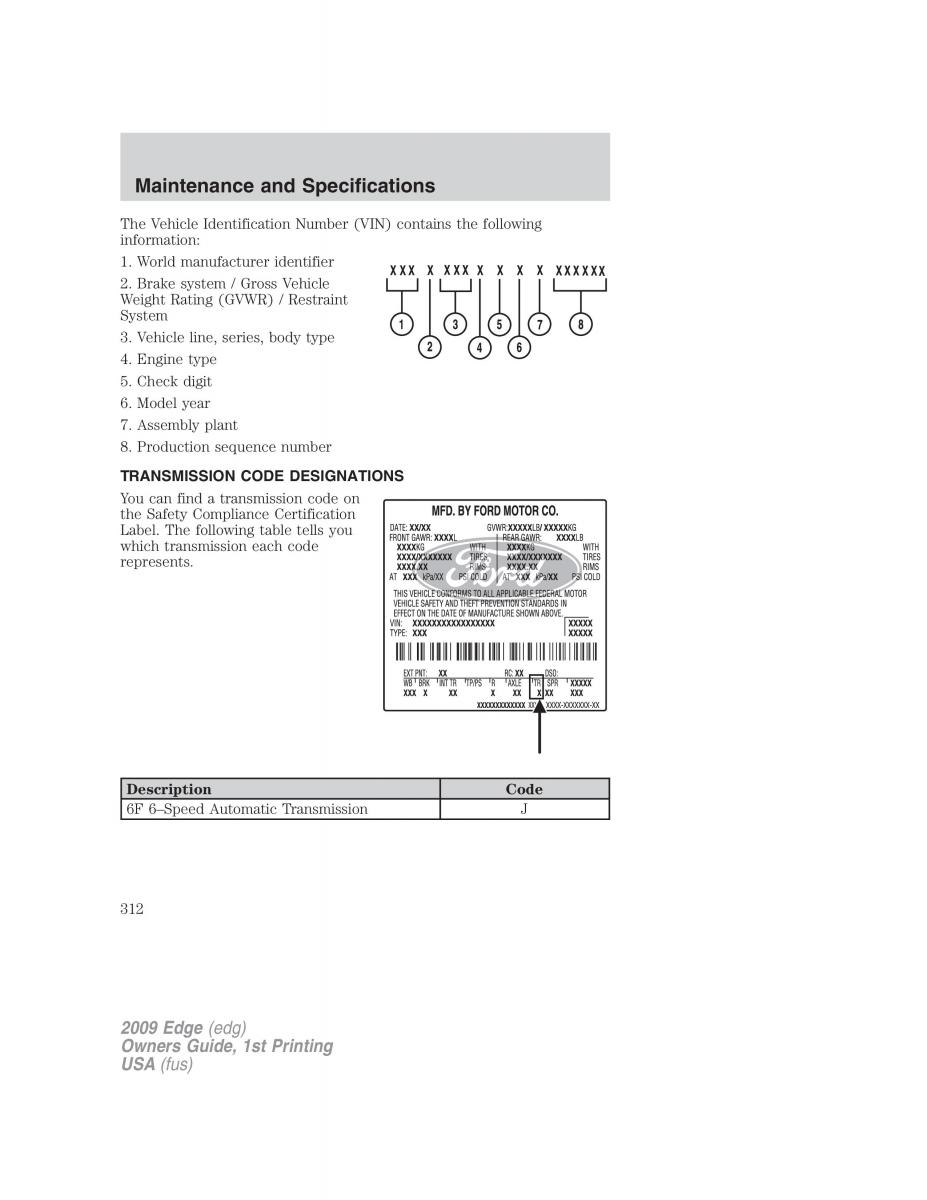 Forde Edge I owners manual / page 312