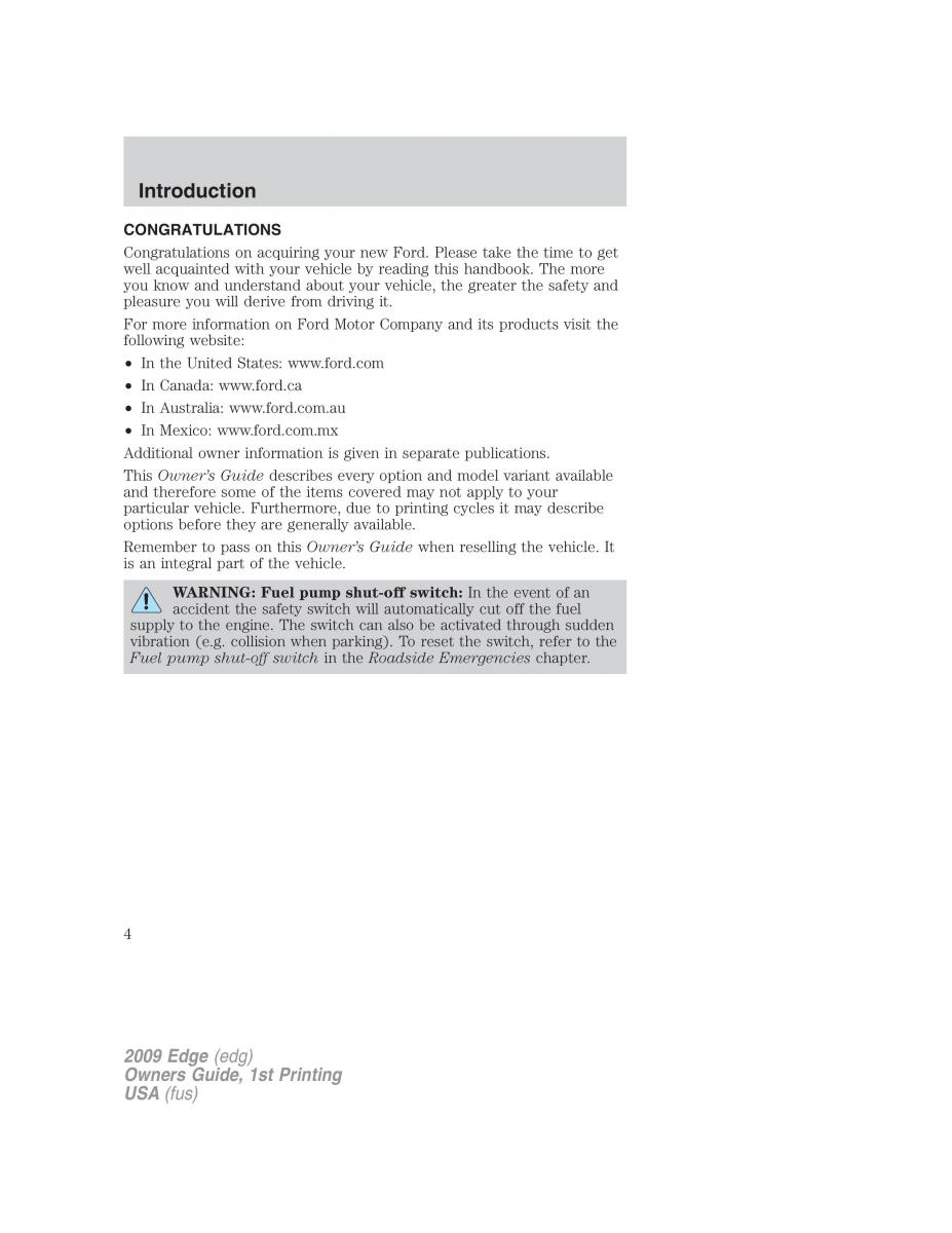 Forde Edge I owners manual / page 4