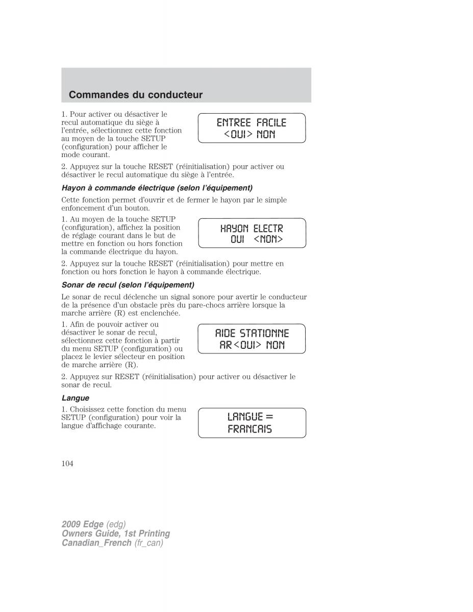 Forde Edge I manuel du proprietaire / page 104