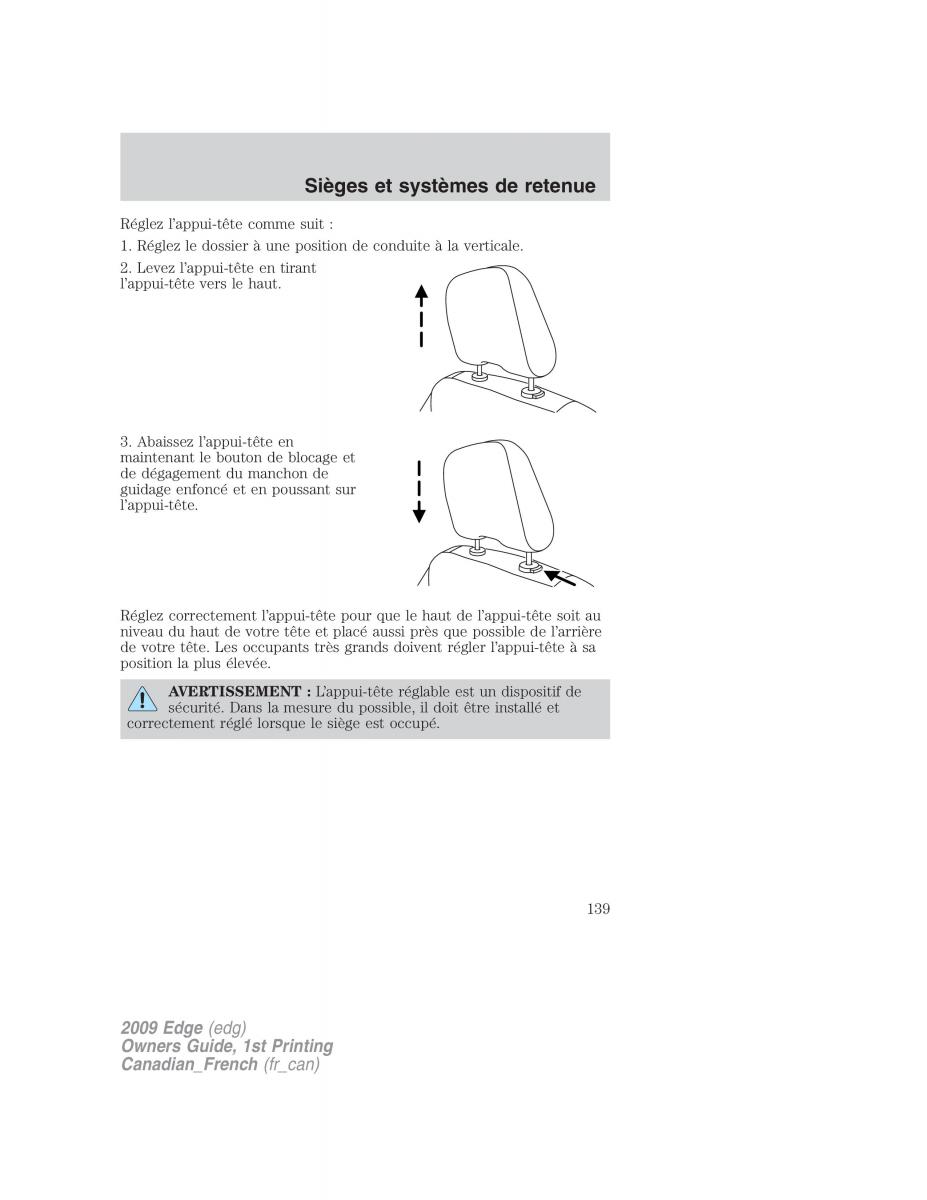 Forde Edge I manuel du proprietaire / page 139