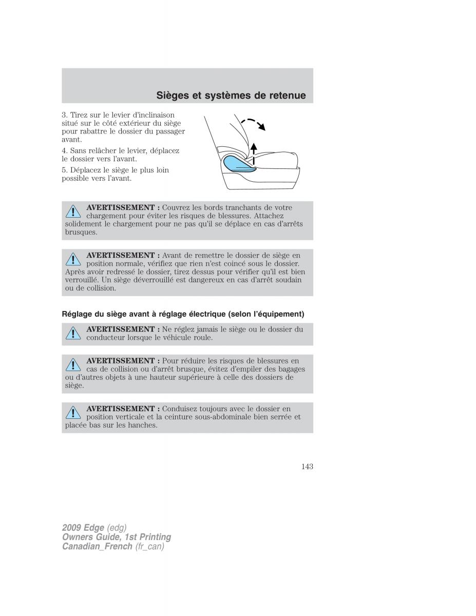 Forde Edge I manuel du proprietaire / page 143