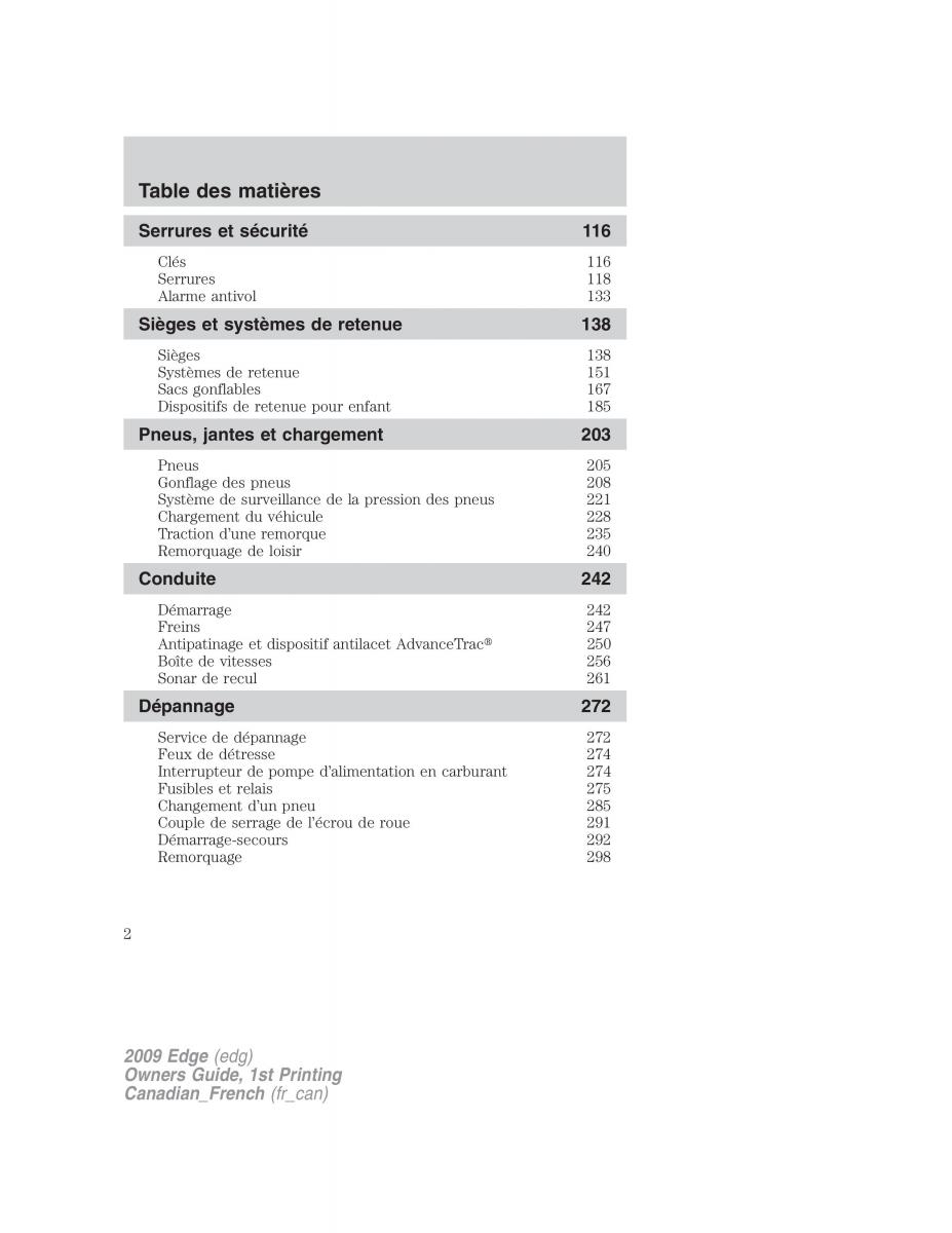 Forde Edge I manuel du proprietaire / page 2