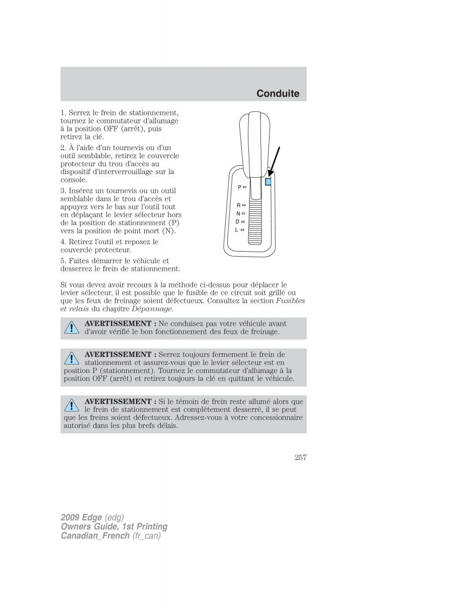 Forde Edge I manuel du proprietaire / page 257