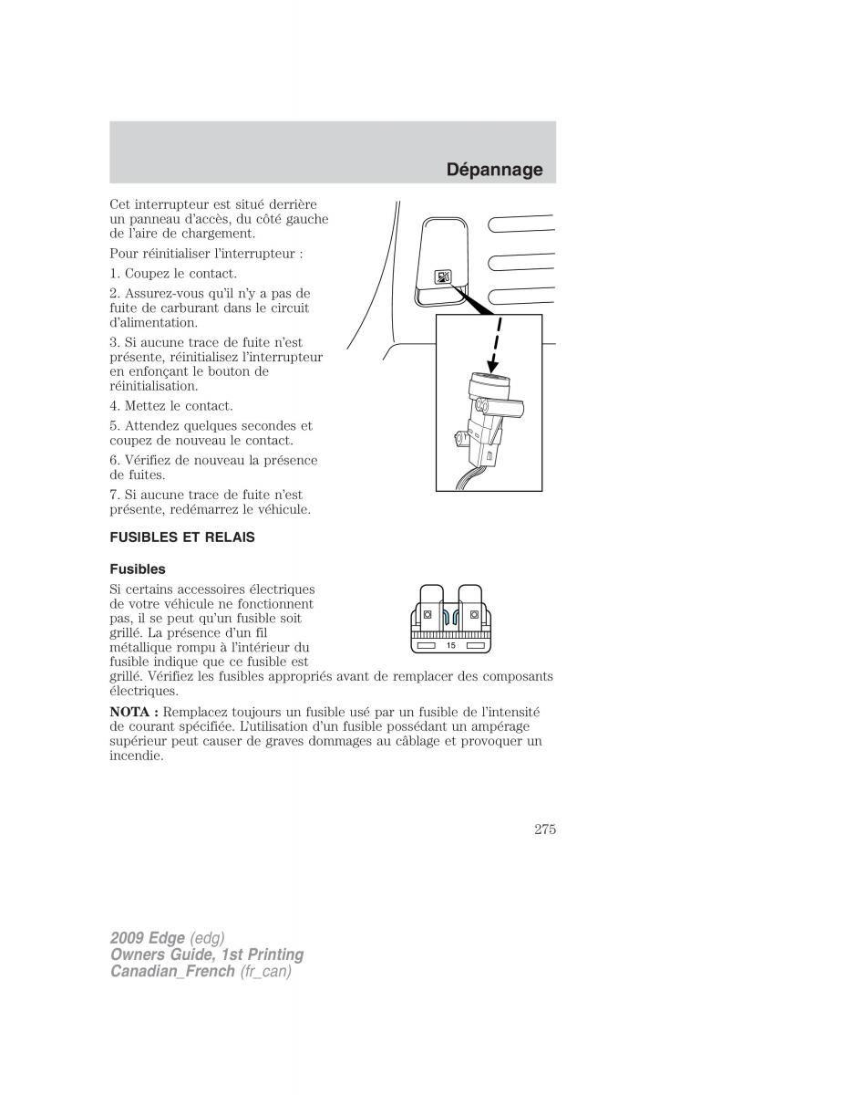 Forde Edge I manuel du proprietaire / page 275