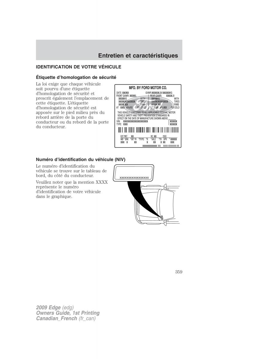 Forde Edge I manuel du proprietaire / page 359