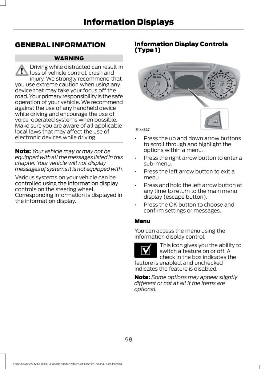 Forde Edge II owners manual / page 101