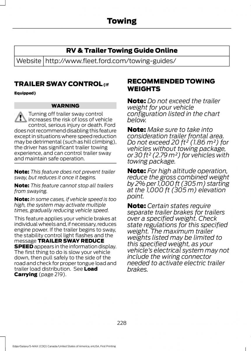 Forde Edge II owners manual / page 231