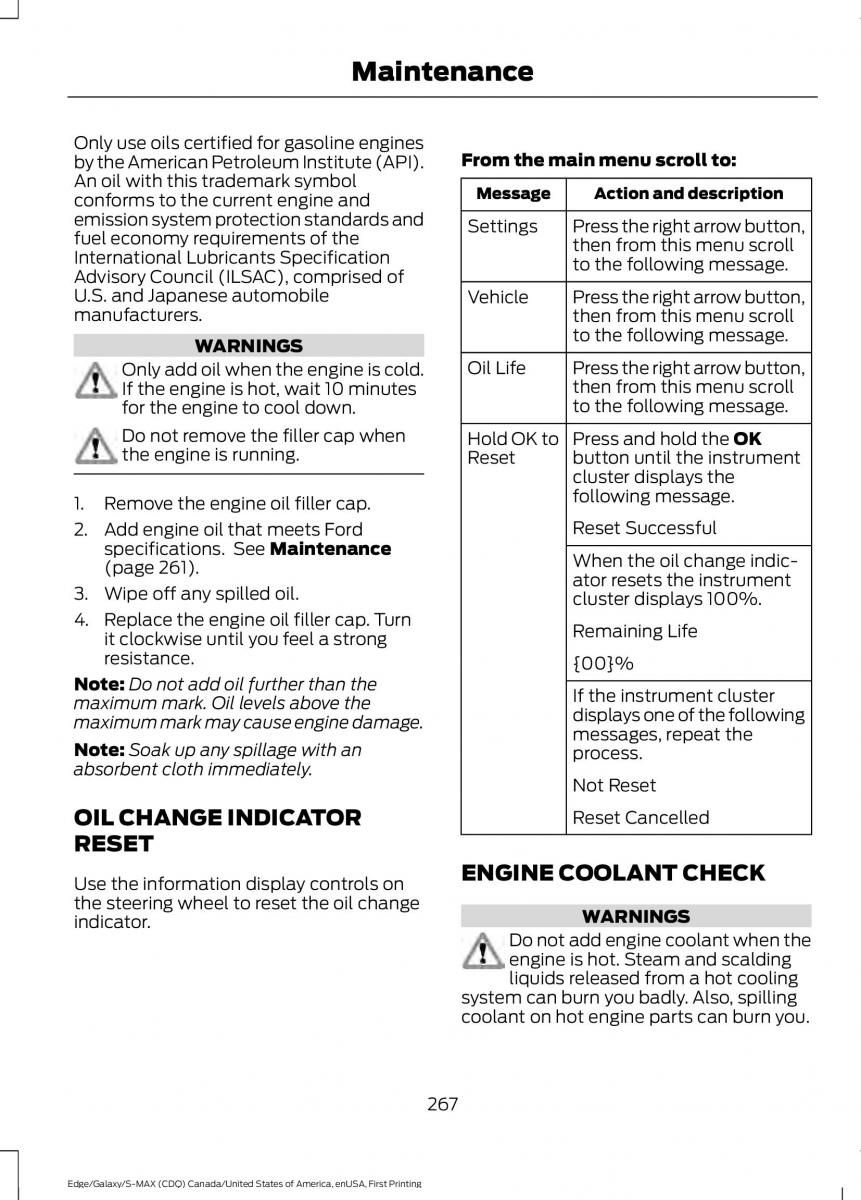 Forde Edge II owners manual / page 270