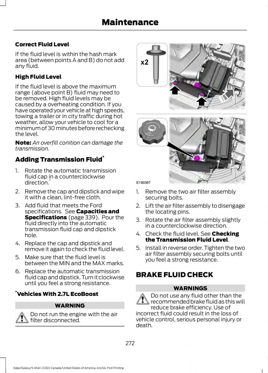 Forde Edge II owners manual / page 275