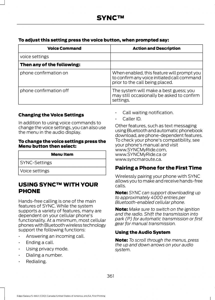 Forde Edge II owners manual / page 364