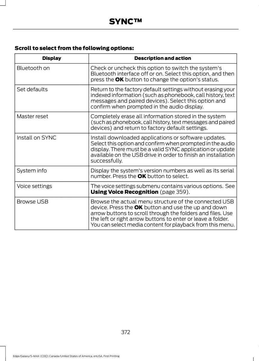 Forde Edge II owners manual / page 375