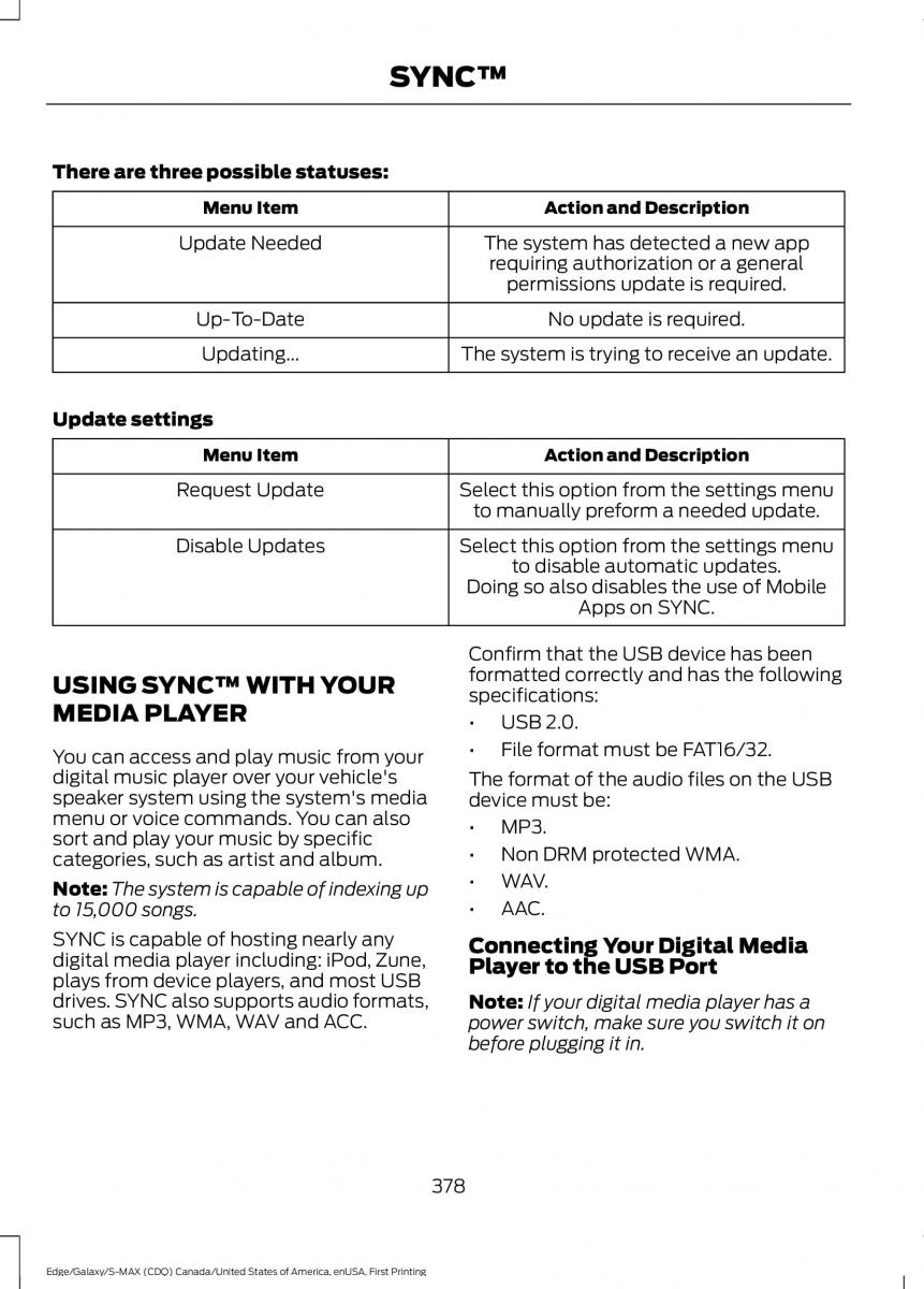 Forde Edge II owners manual / page 381