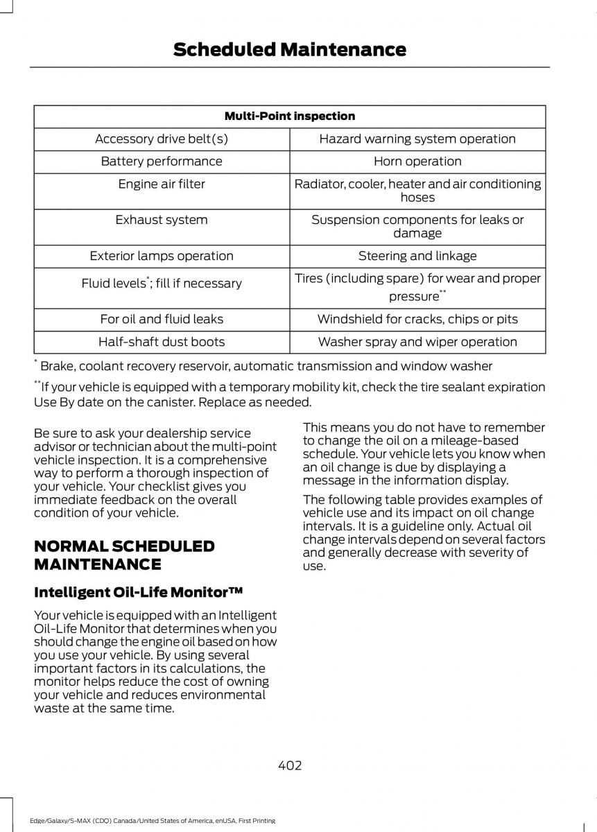 Forde Edge II owners manual / page 405