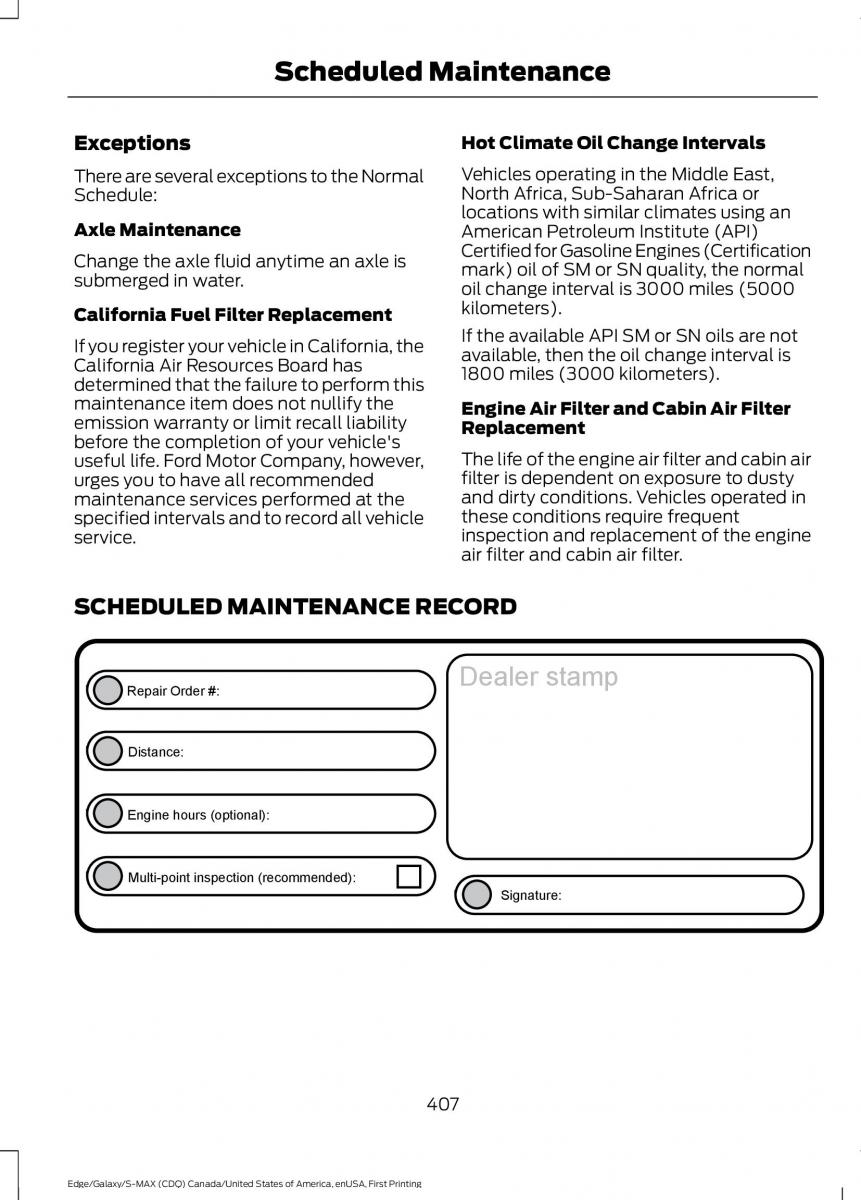 Forde Edge II owners manual / page 410