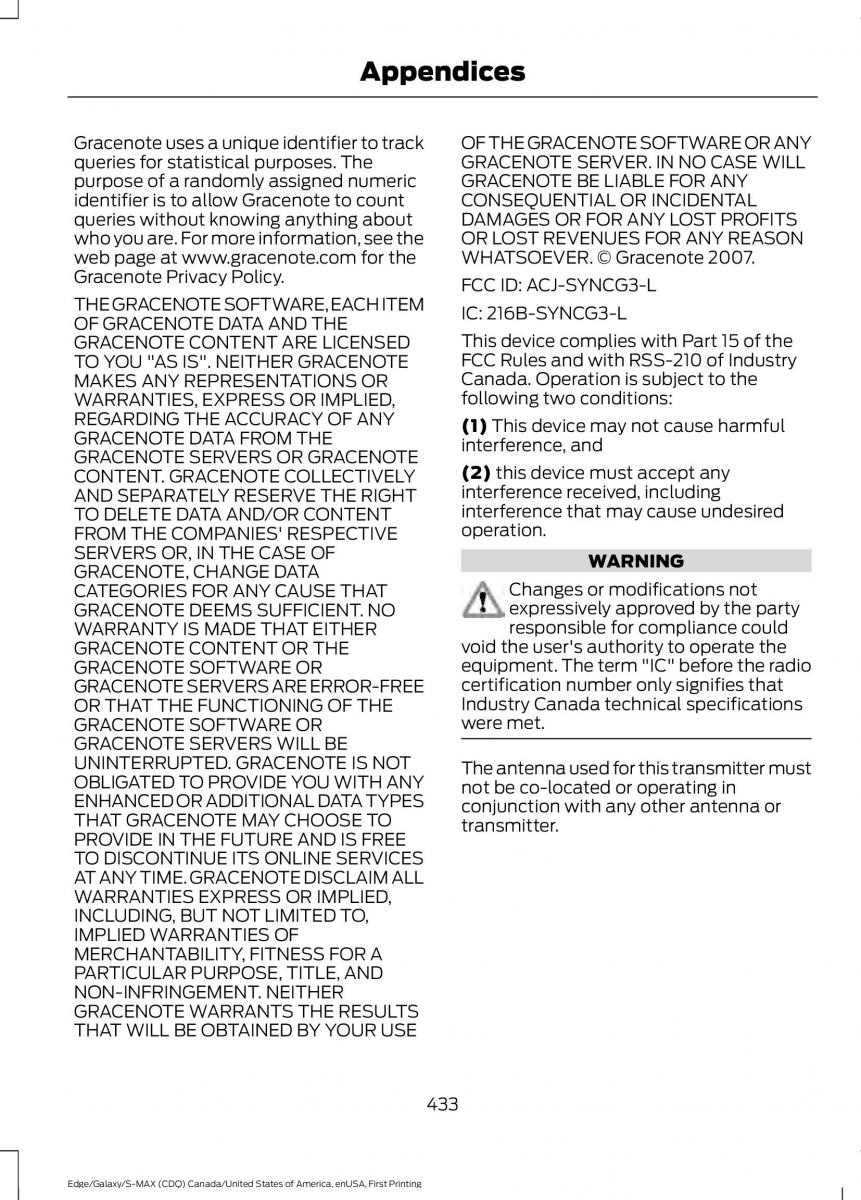 Forde Edge II owners manual / page 436