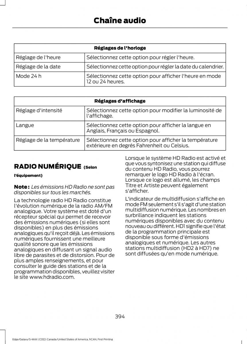 Forde Edge II manuel du proprietaire / page 397