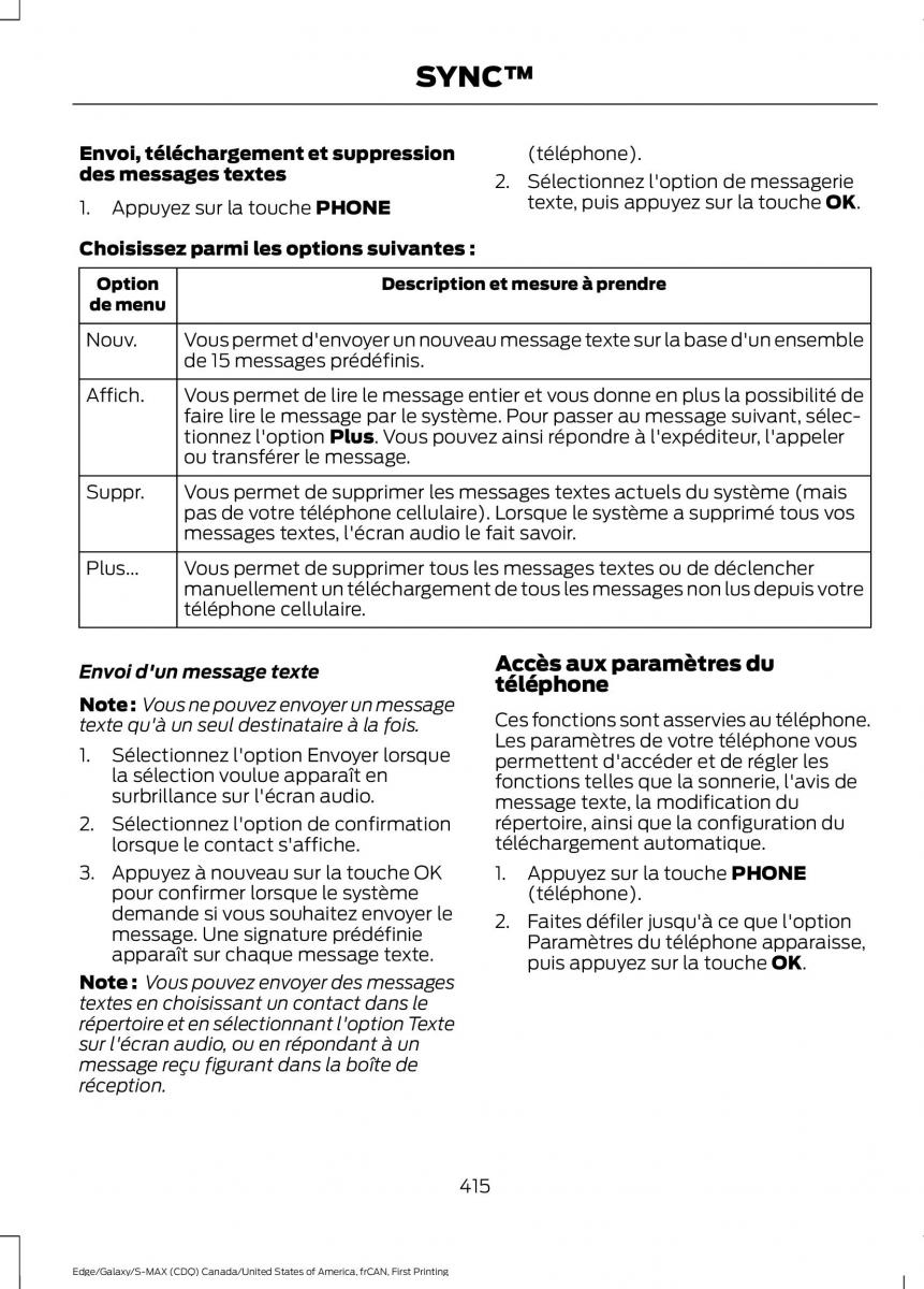 Forde Edge II manuel du proprietaire / page 418