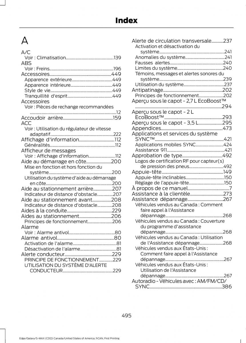 Forde Edge II manuel du proprietaire / page 498