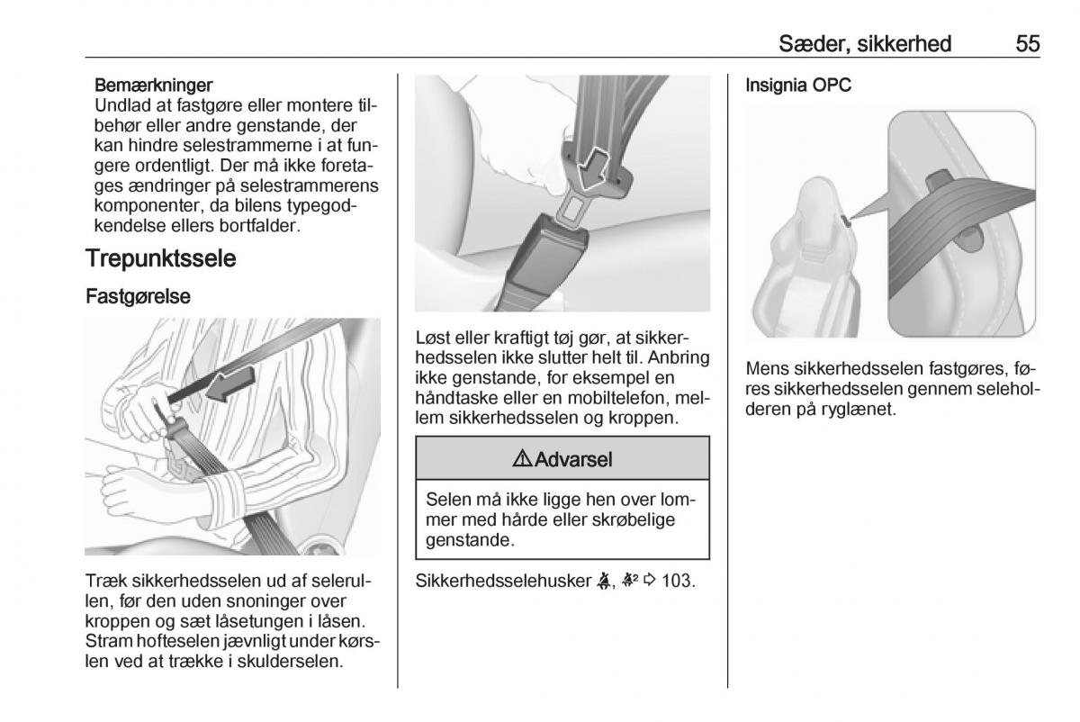 Opel Insignia A Bilens instruktionsbog / page 57