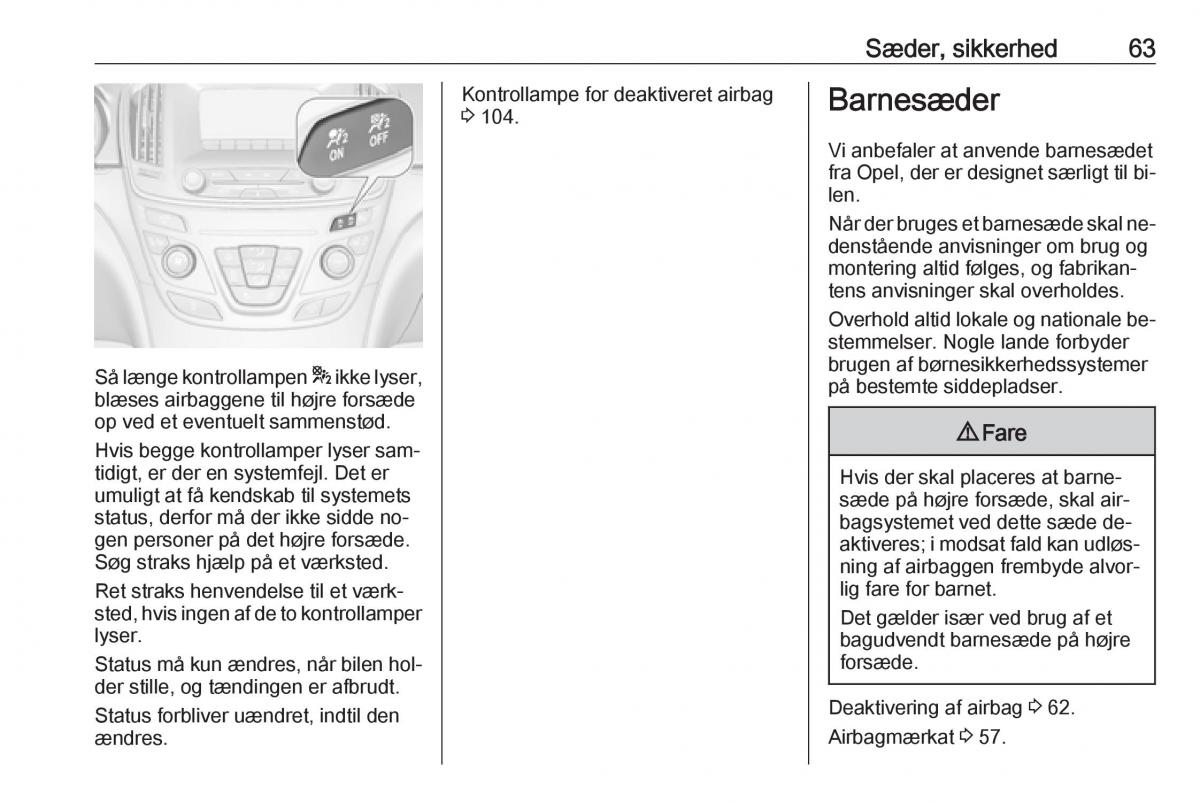 Opel Insignia A Bilens instruktionsbog / page 65