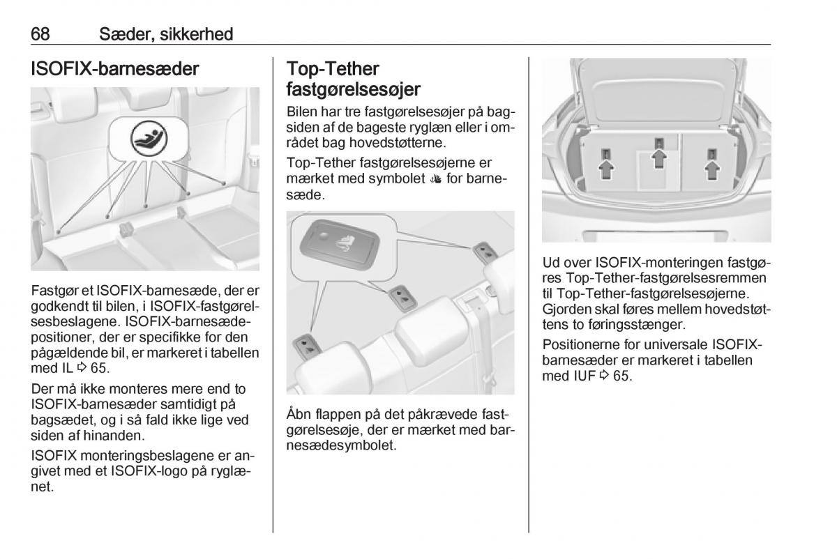 Opel Insignia A Bilens instruktionsbog / page 70