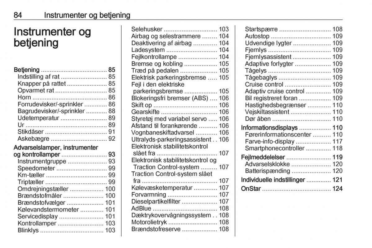 Opel Insignia A Bilens instruktionsbog / page 86