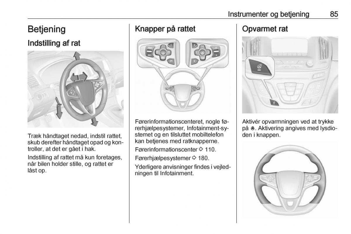 Opel Insignia A Bilens instruktionsbog / page 87