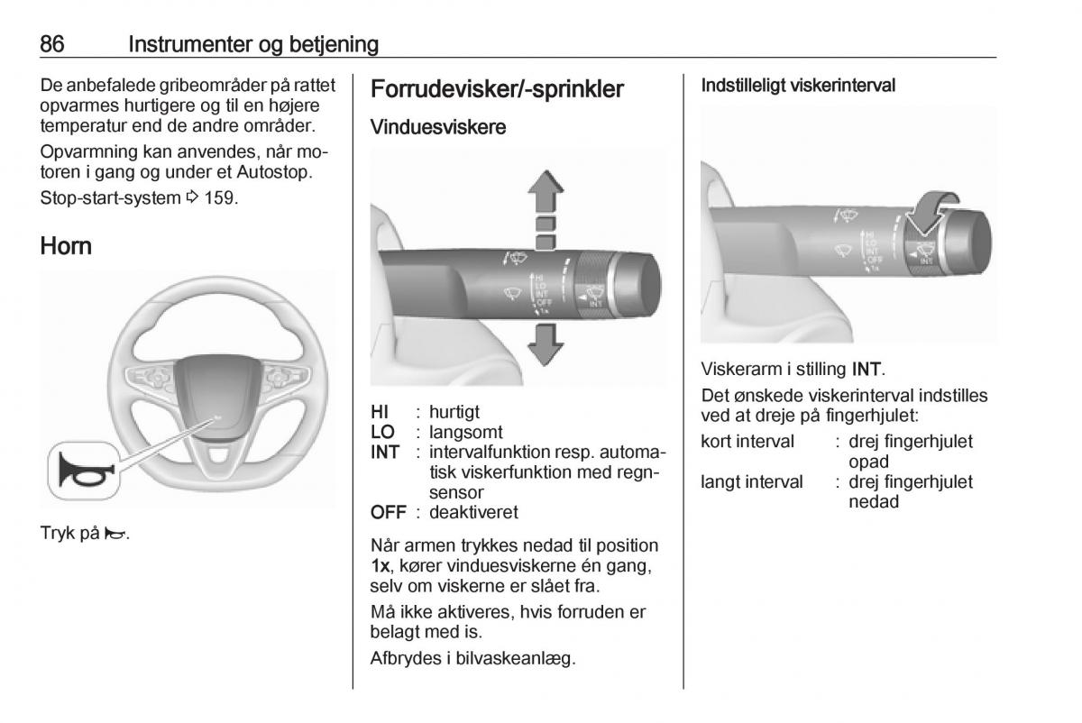 Opel Insignia A Bilens instruktionsbog / page 88