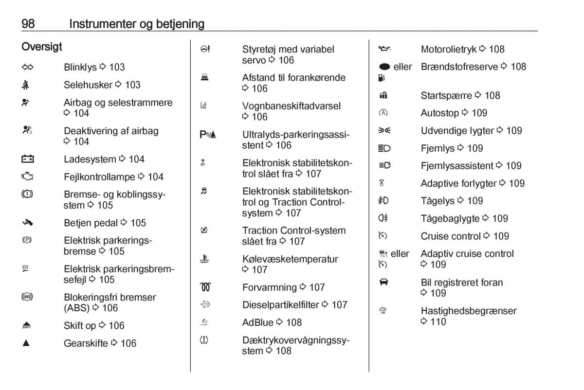 Opel Insignia A Bilens instruktionsbog / page 100