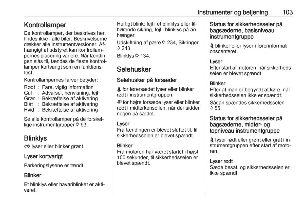 Opel Insignia A Bilens instruktionsbog / page 105