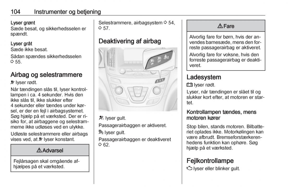 Opel Insignia A Bilens instruktionsbog / page 106