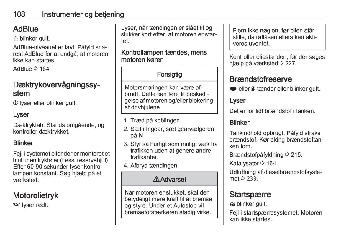 Opel Insignia A Bilens instruktionsbog / page 110