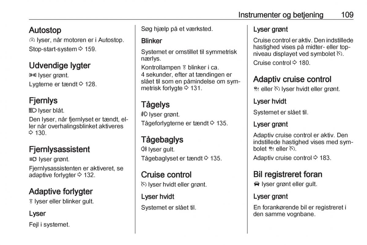 Opel Insignia A Bilens instruktionsbog / page 111