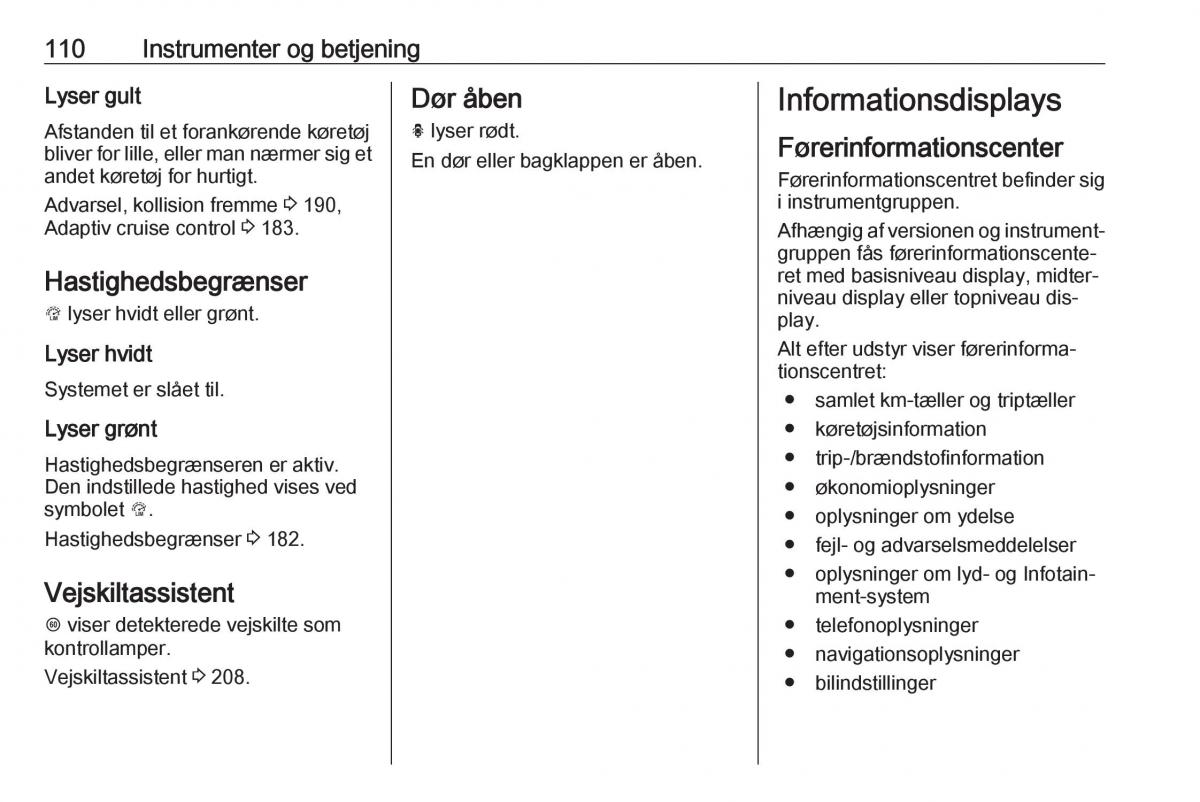 Opel Insignia A Bilens instruktionsbog / page 112