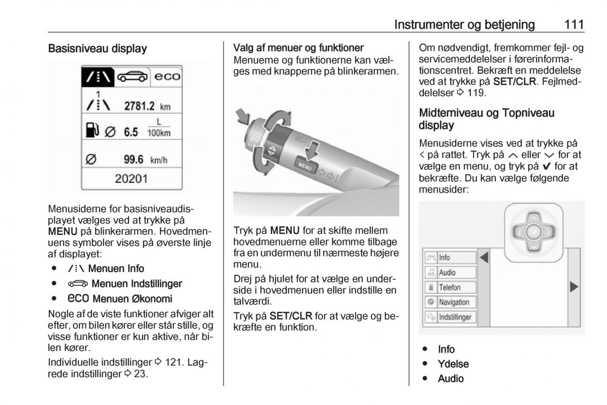 Opel Insignia A Bilens instruktionsbog / page 113