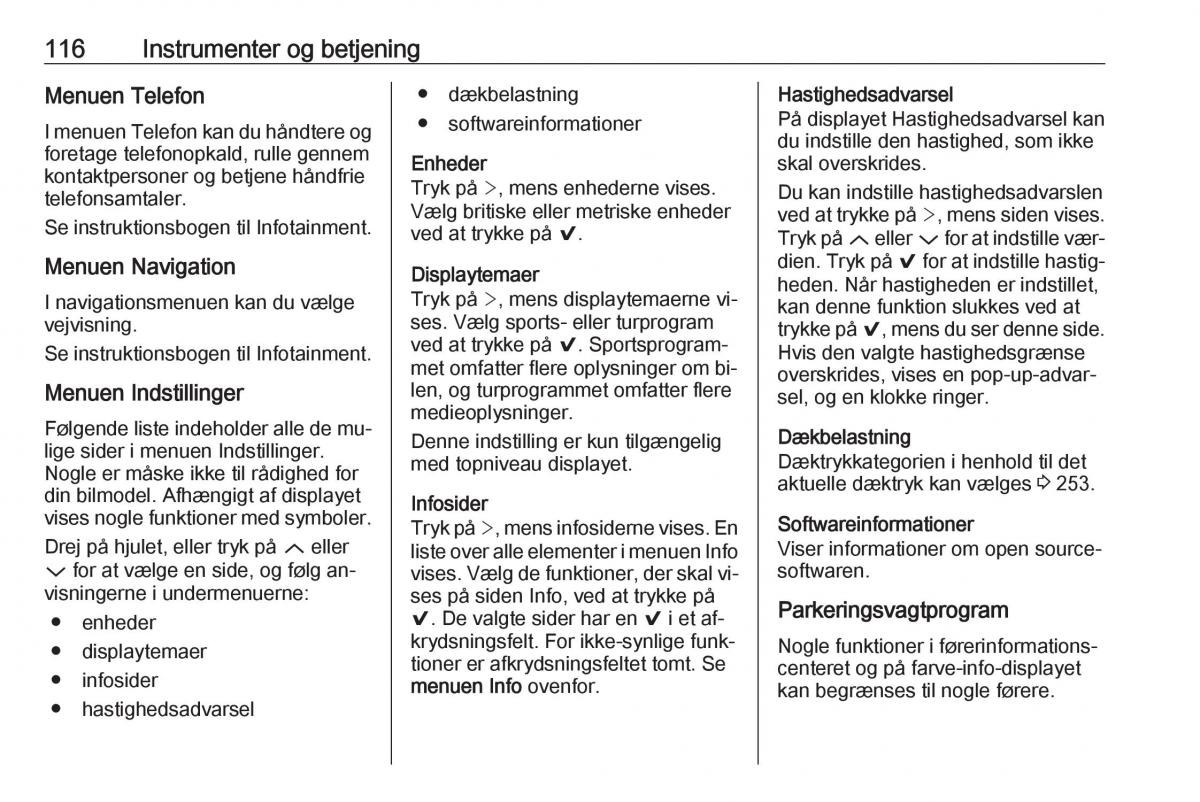 Opel Insignia A Bilens instruktionsbog / page 118