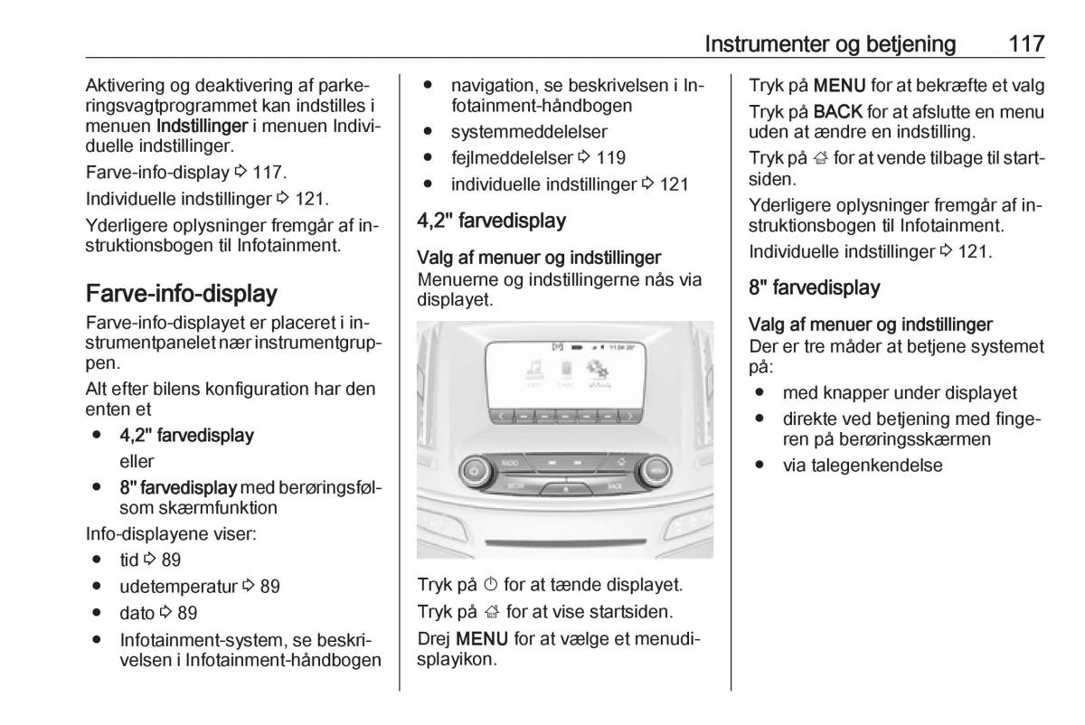 Opel Insignia A Bilens instruktionsbog / page 119