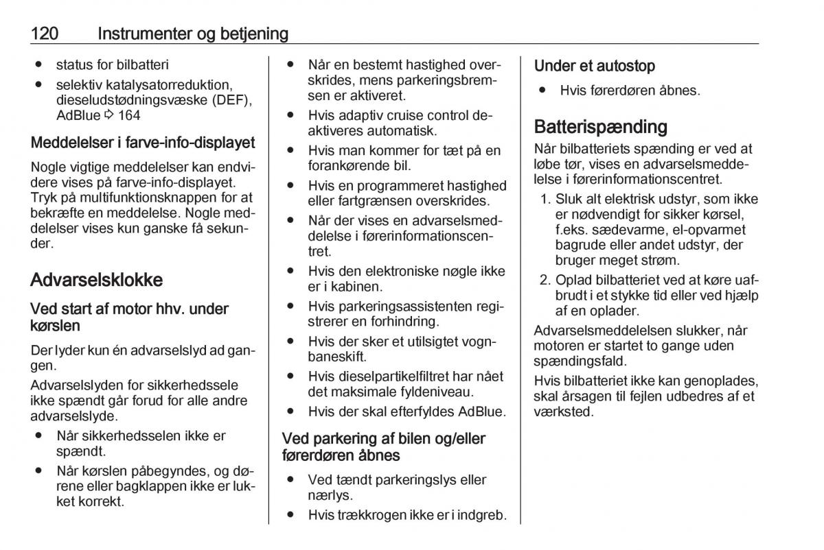 Opel Insignia A Bilens instruktionsbog / page 122