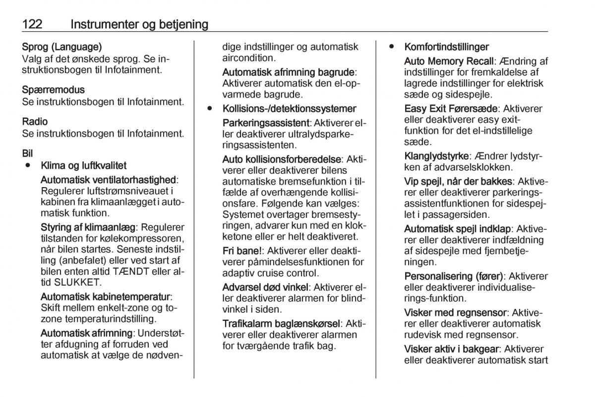 Opel Insignia A Bilens instruktionsbog / page 124