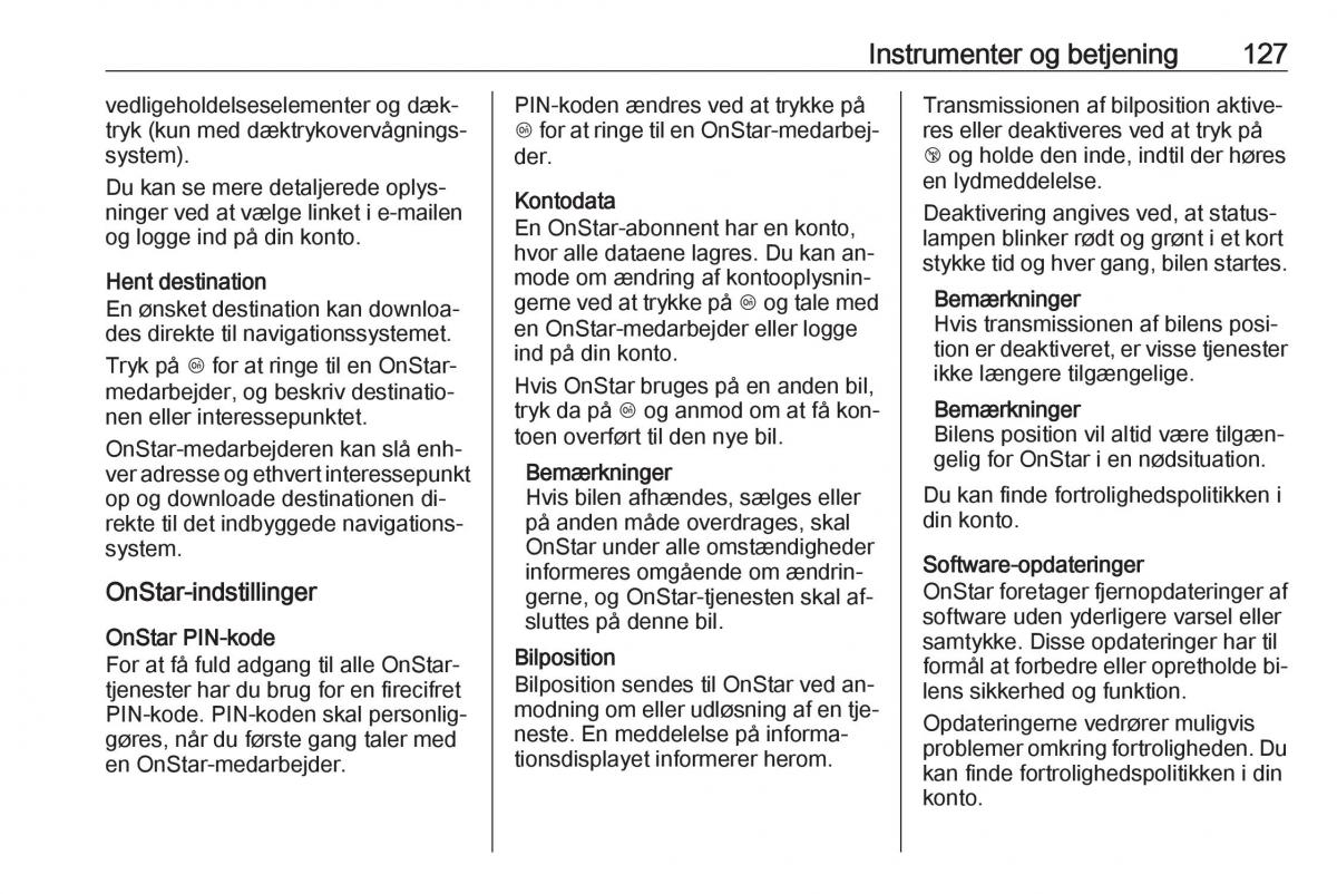 Opel Insignia A Bilens instruktionsbog / page 129