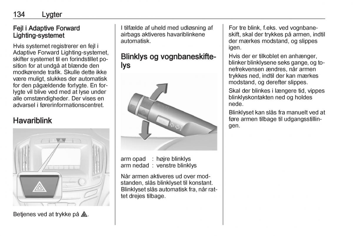 Opel Insignia A Bilens instruktionsbog / page 136