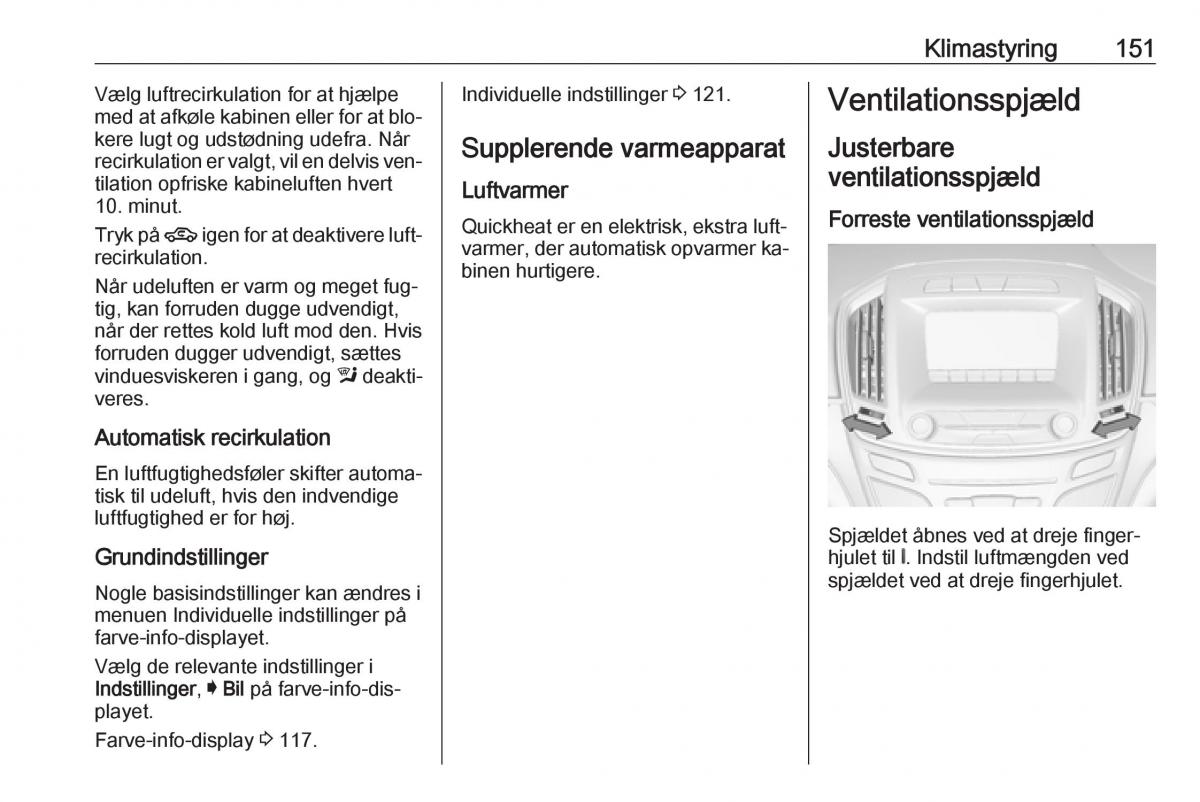 Opel Insignia A Bilens instruktionsbog / page 153