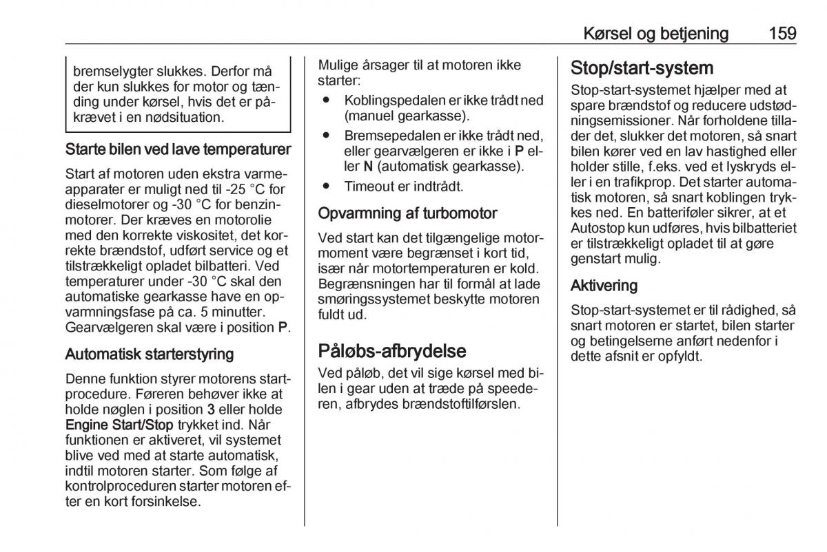 Opel Insignia A Bilens instruktionsbog / page 161