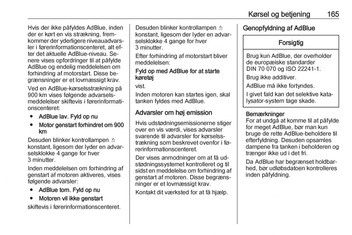 Opel Insignia A Bilens instruktionsbog / page 167