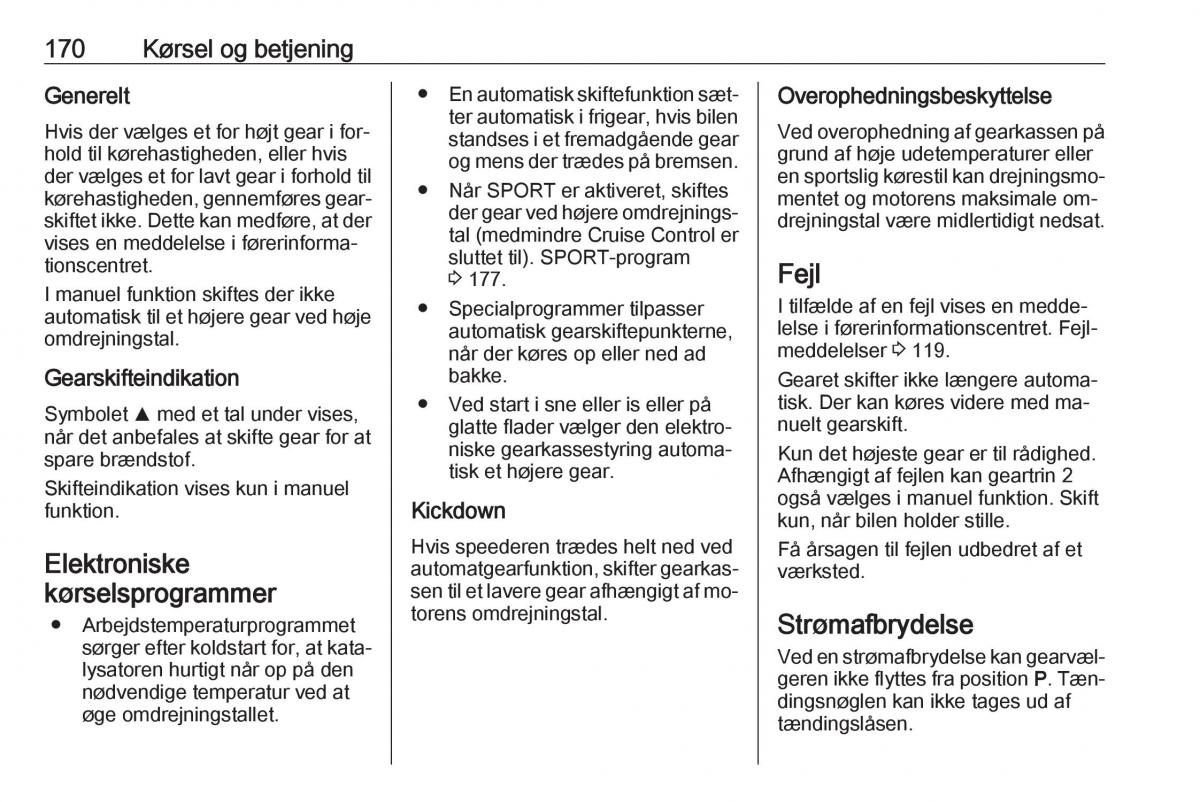 Opel Insignia A Bilens instruktionsbog / page 172