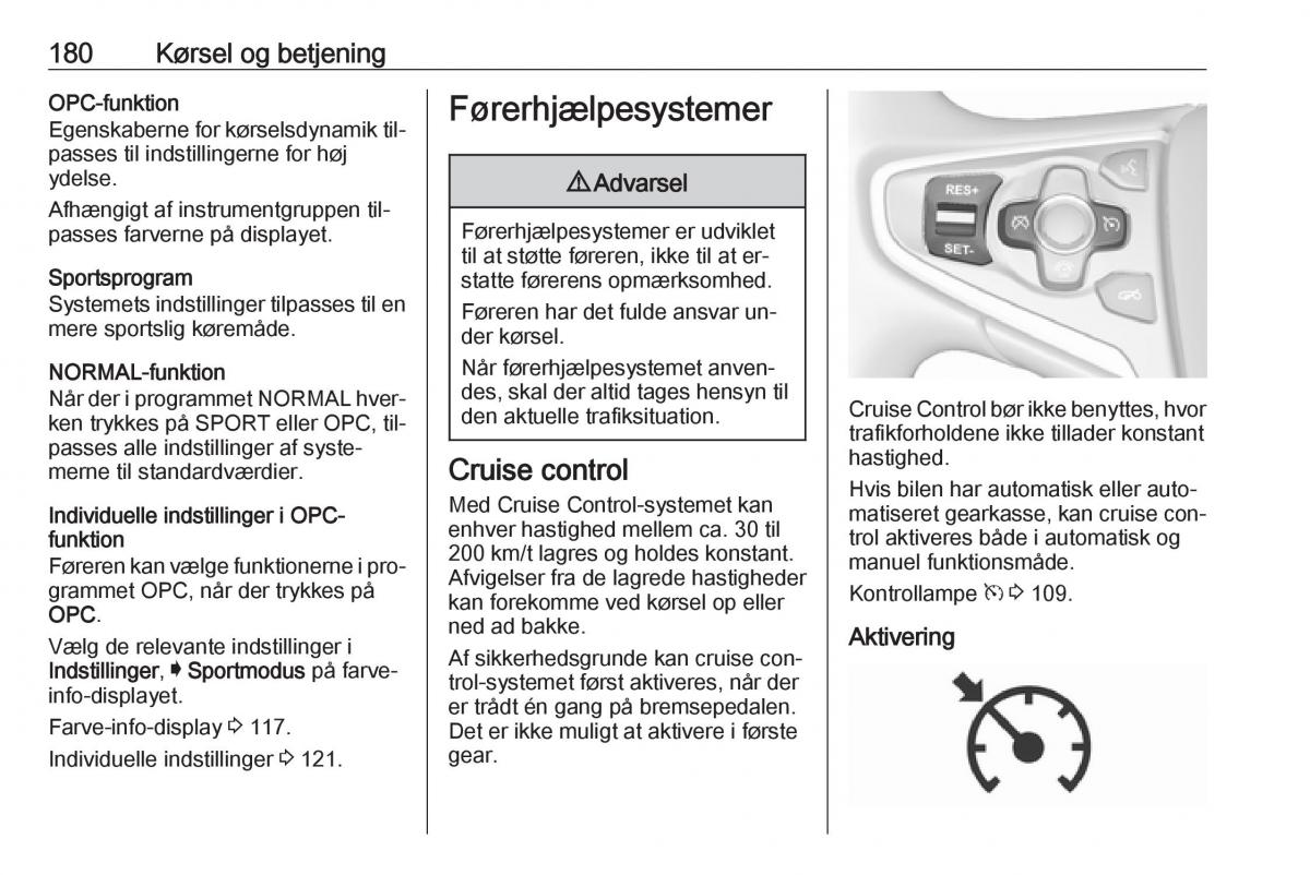 Opel Insignia A Bilens instruktionsbog / page 182